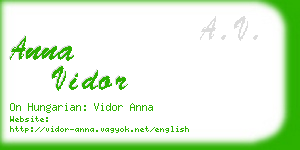 anna vidor business card